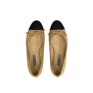 Prada Leather Cap-Toe Ballet Flats